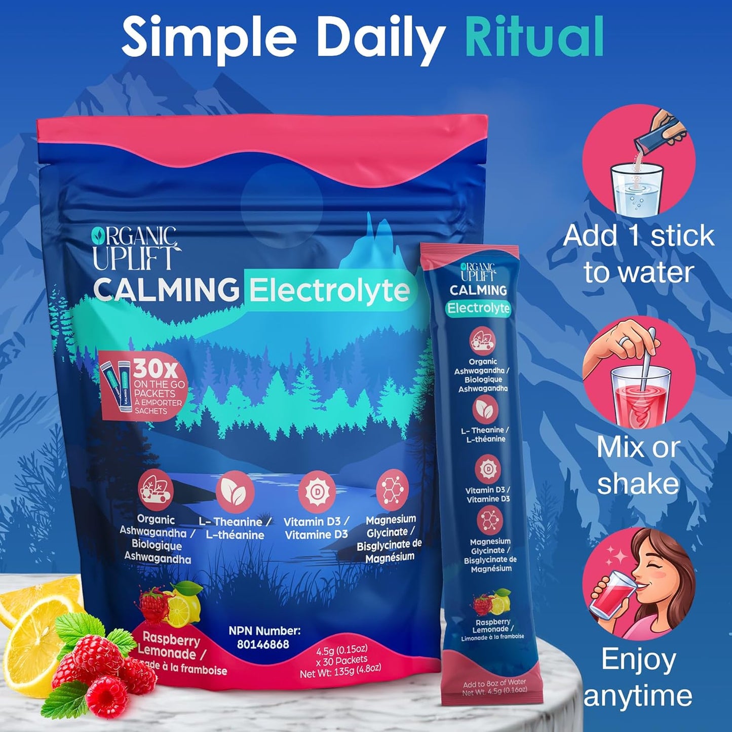 Organic Uplift Calming Electrolyte Drink Mix