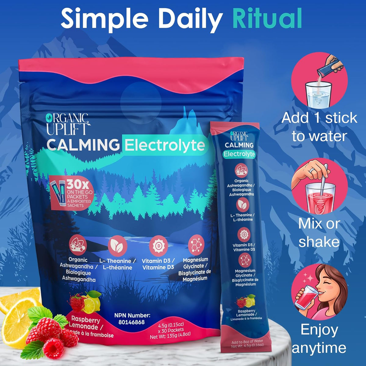 Organic Uplift Calming Electrolyte Drink Mix